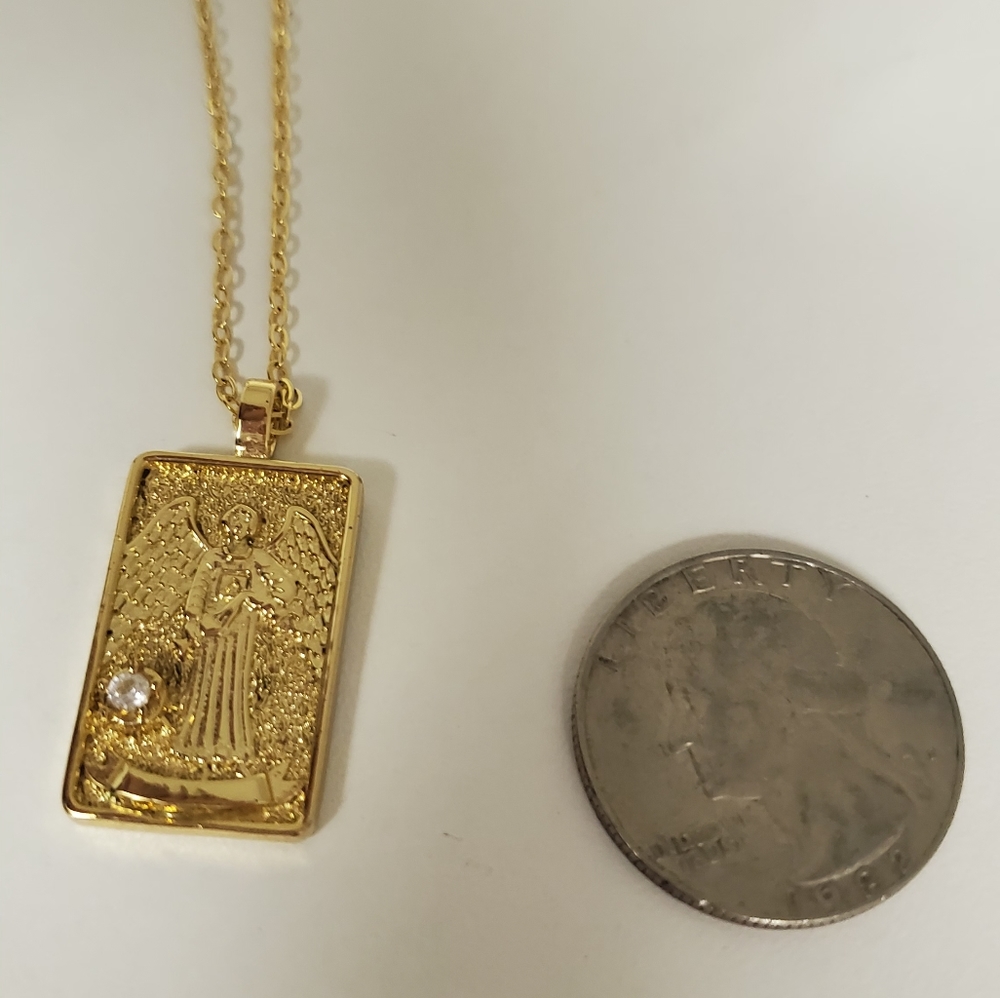 18k Gold Filled Temperance Tarot Card Necklace